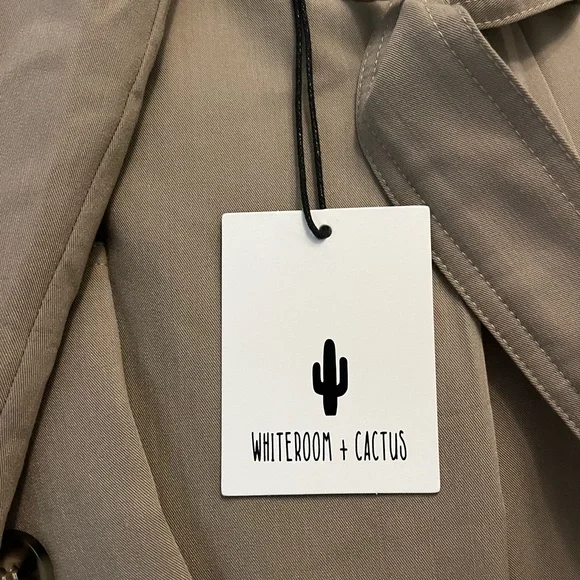 Women's Neutral Classic Double Collar Trench Coat - Picture 8 of 9